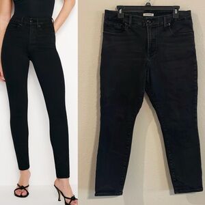 Good American Black Good Petite Skinny Mid Rise Stretch Denim Jeans